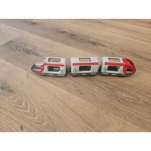 Brio 33506 Travel Passenger Train 3 Piece Magnetic Wooden Railway Set Red White